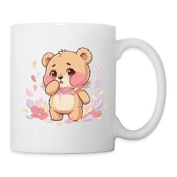 Ours délicat avec une couronne de fleurs - Mug blanc - blanc - Droite