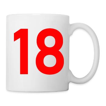18. 18 JAHRE ALT. 18-JÄHRIGES JUBILÄUM. 18. GEBURTSTAG. - Tasse - Weiß - Rechts