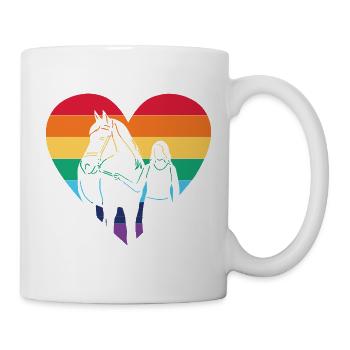 Cavalier en forme de cœur arc-en-ciel avec motif cheval / CSD - Mug blanc - blanc - Droite