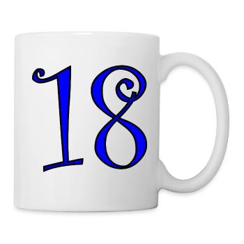 18. 18 JAHRE ALT. 18-JÄHRIGES JUBILÄUM. 18. GEBURTSTAG. - Tasse - Weiß - Rechts