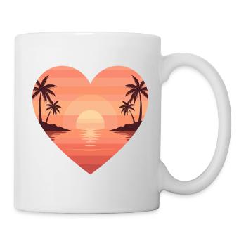 Herz-Sonnenuntergang am Strand - Tasse - Weiß - Rechts