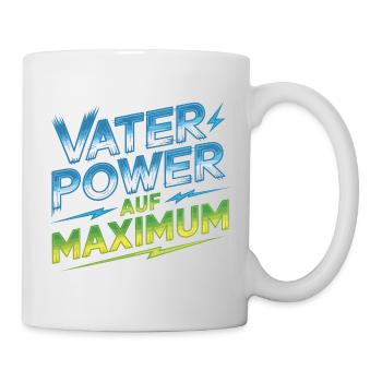 Vaterpower Auf Maximum Väter Papa Kinder Geschenk - Tasse - Weiß - Rechts