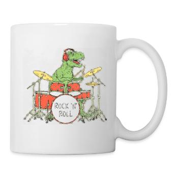 Dino Drummer RocknRoll Illustration - Mug - white - Right