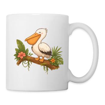 Funny Pelican Tropical Bird Cartoon Motif - Mug - white - Right