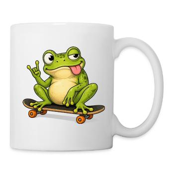 Grüner Frosch Skateboardheld - Tasse - Weiß - Rechts