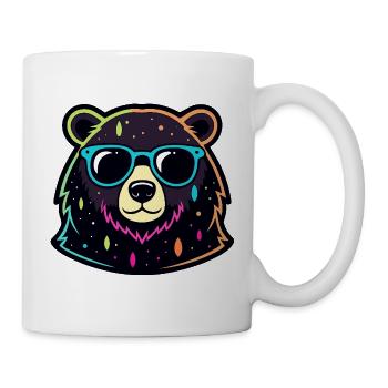 Neon-Bär-Blaue Brille - Tasse - Weiß - Rechts