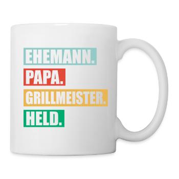 Papa Grillmeister Held Für Vatertag BBQ - Tasse - Weiß - Rechts
