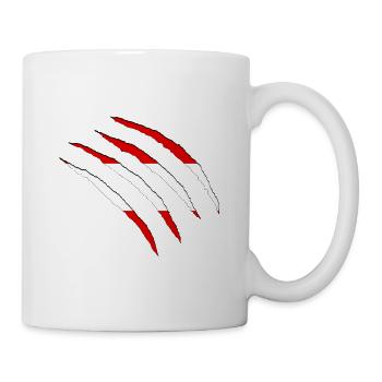 Griffe, rouge, blanc, marques de griffures, Noir Autriche - Mug blanc - blanc - Droite
