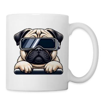 Cooler Mops Hund Cartoon Gamer VR Entspannen - Tasse - Weiß - Rechts