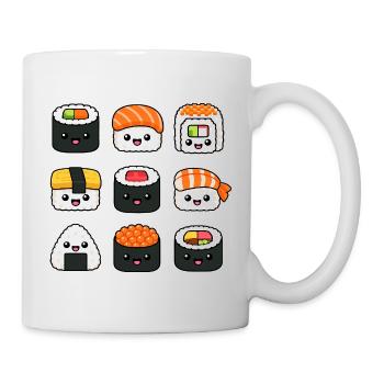Sushi Lustiges japanisches Essen Sashimi Niedlich  - Tasse - Weiß - Rechts