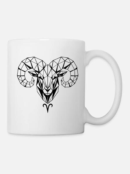 Geometric Ram – Kraft & Mut - Tasse - Weiß