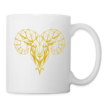 Geometrischer Goldram-Skull - Tasse - Weiß - Rechts