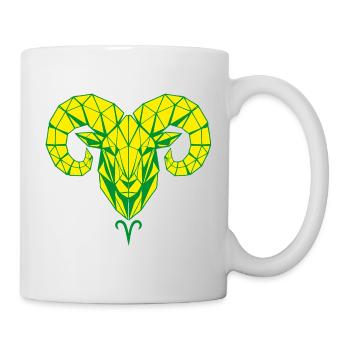 Geometric ram's head yellow-green - Mug - white - Right