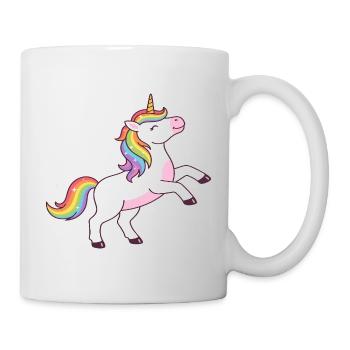 Regenbogen-Einhorn-Glitzer-T-Shirt - Tasse - Weiß - Rechts