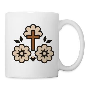 Cross Flowers Faith Religion - Mug - white - Right