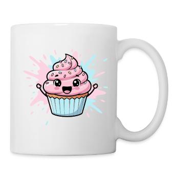 Kawaii Cupcake Illustration - Tasse - Weiß - Rechts