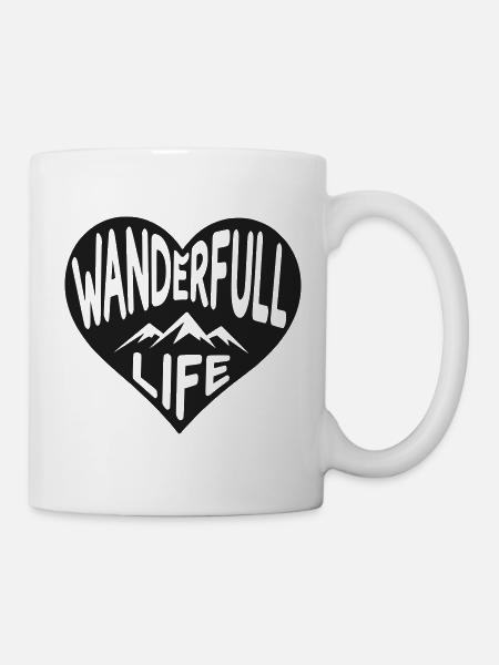 Wanderfull Life Wander-Herz mit Bergsilhouette - Tasse - Weiß