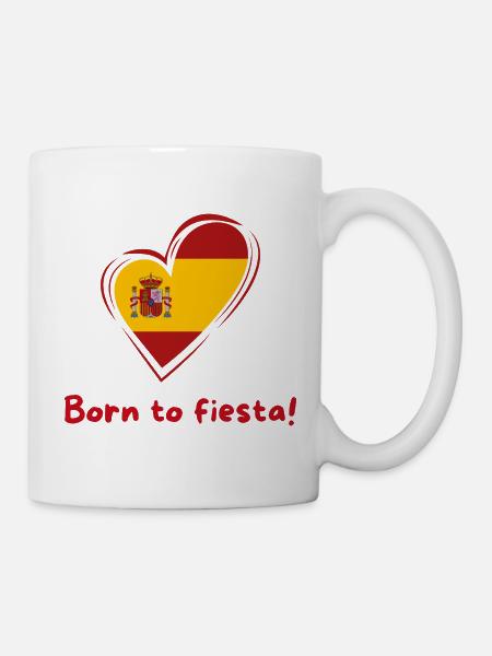 Spanien Herz Flagge Born to Fiesta - Tasse - Weiß
