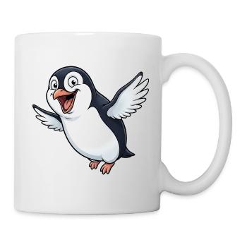 Süßer Pinguin Cartoon Fliegen Flugversuch Kawaii - Tasse - Weiß - Rechts
