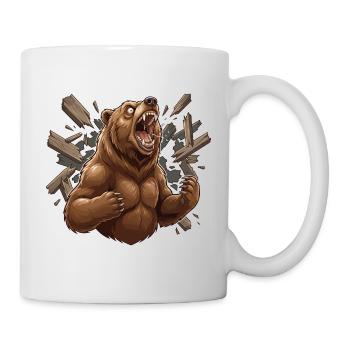 Bär bricht aus Holzrahmen - Tasse - Weiß - Rechts
