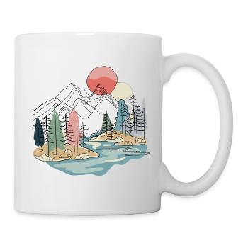 Landschaft: Bergboho, Natur, Minimalist. - Tasse - Weiß - Rechts