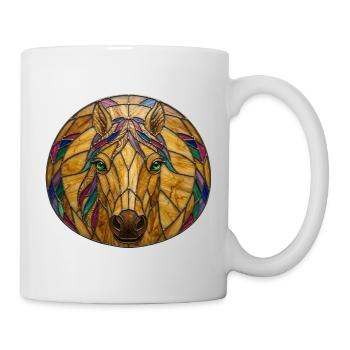 Mosaik mit Buntglas-Pferdemosaik - Tasse - Weiß - Rechts