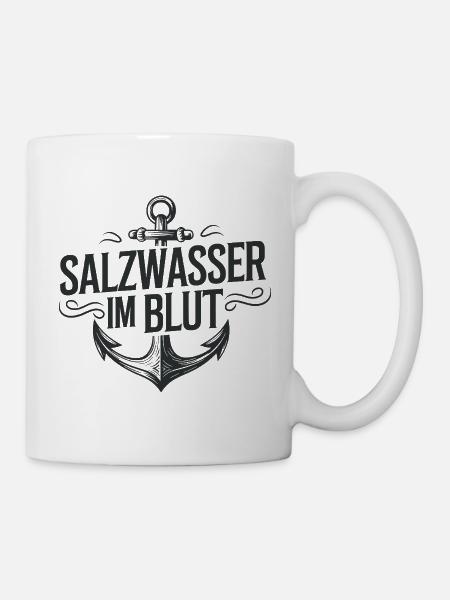 Salzwasser im Blut: Anker-Logo - Tasse - Weiß