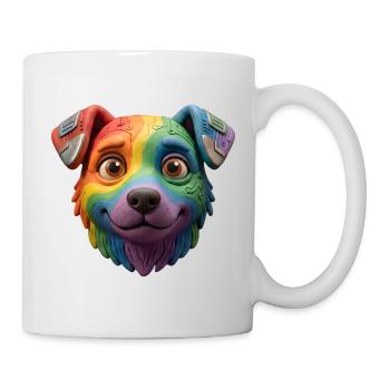 Cute 3D Clay Rainbow Cyborg Dog Face - Mug - white - Right