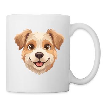 Cute Happy Cartoon Dog Face Illustration - Mug - white - Right