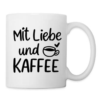 Mit Liebe und Kaffee Illustration Morgenmuffel - Tasse - Weiß - Rechts