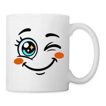 Yeux Souriants Kawaii Joyeuse - Mug blanc - blanc - Droite