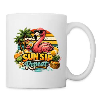 Répétition des vacances d’été des flamants au soleil - Mug blanc - blanc - Droite
