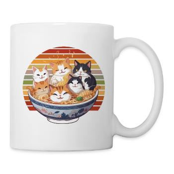 Katzen In Ramen Bowl Kawaii Nudel Fan - Tasse - Weiß - Rechts