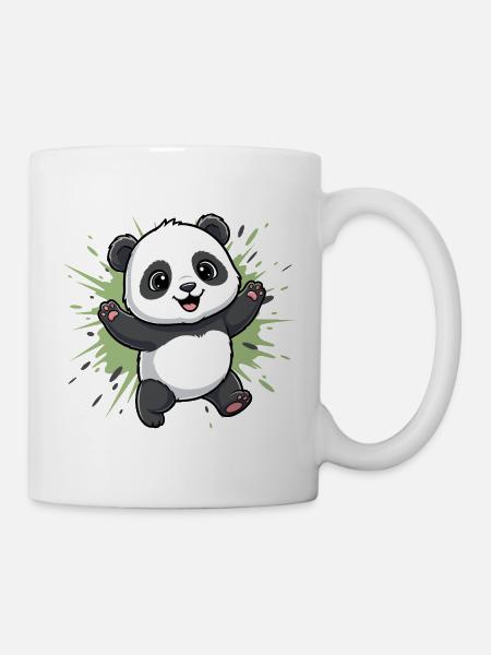Kuschelpanda Spritz Hintergrund - Tasse - Weiß