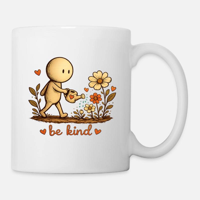 Der kleine Gedanke | Sei gütig | Blumen Shirt - Tasse - Weiß
