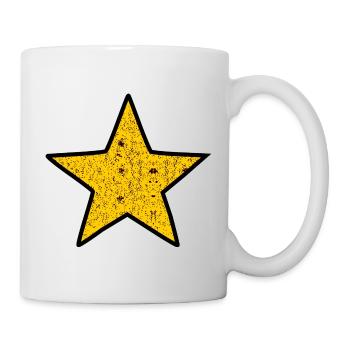 Goldener Stern im Vintage-Druck - Tasse - Weiß - Rechts