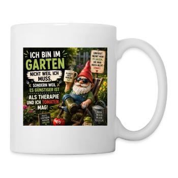 Gartenhumor: Therapie und Tomaten - Tasse - Weiß - Rechts