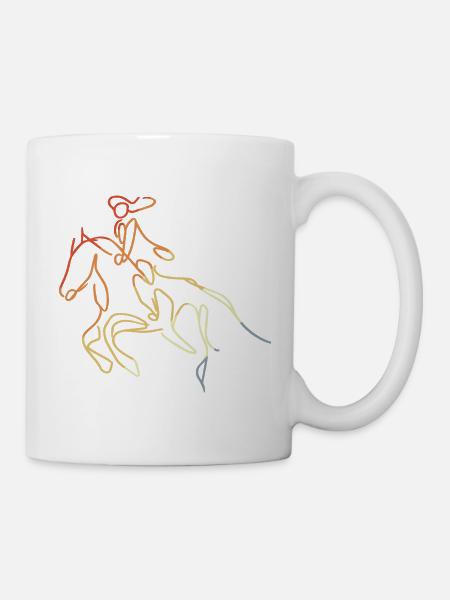 Reiter Mädchen Skizze - Tasse - Weiß
