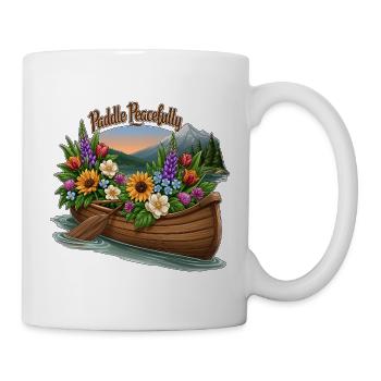 Paddle Peacefully Canoe Filled with Wildflowers on - Mug - white - Right