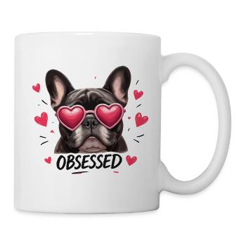 Obsessed Hund mit Herzbrillen - Tasse - Weiß - Rechts