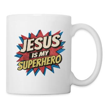 Jesus Is My Superhero - Retro Comic Pop Art - Mug - white - Right