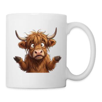 Cartoonfreundliche Highland-Kuh - Tasse - Weiß - Rechts
