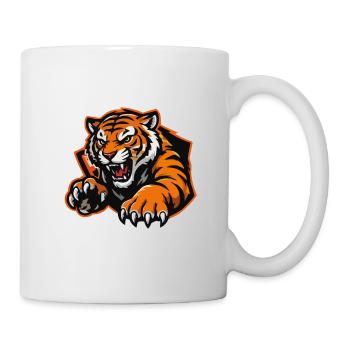 Wild tiger in cartoon style - Mug - white - Right