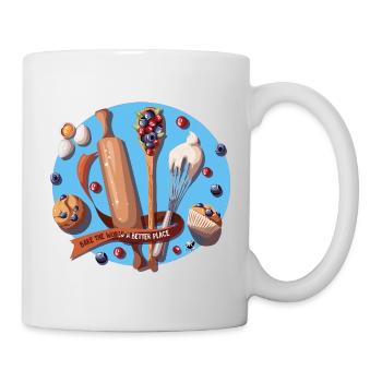 Illustration d’ustensiles de pâtisserie et de muffins aux myrtilles - Mug blanc - blanc - Droite
