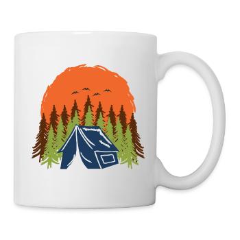 Wandern Berg Natur Zelten Camping  wald Geschenk - Tasse - Weiß - Rechts