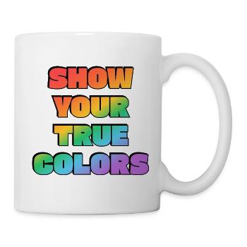 Montrez vos vraies couleurs fierté LGBT allée gay arc-en-ciel - Mug blanc - blanc - Droite