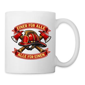 Einer für Alle Feuerwehrhelm Motiv - Tasse - Weiß - Rechts