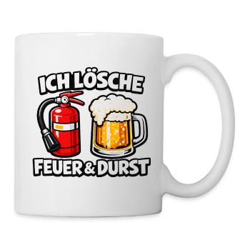 Ich Lösche Feuer & Durst - Bierfeuer Humor - Tasse - Weiß - Rechts