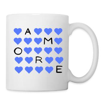 Blauherz Raster Muster - Tasse - Weiß - Rechts
