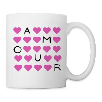 Pink Heart Grid Pattern - Mug - white - Right
